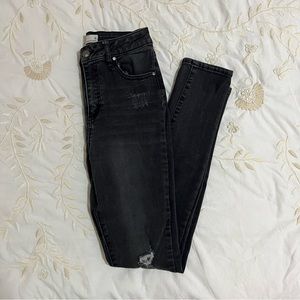 RSQ Jeans Gray Super High Rise Distressed Skinny Jeggings, 14